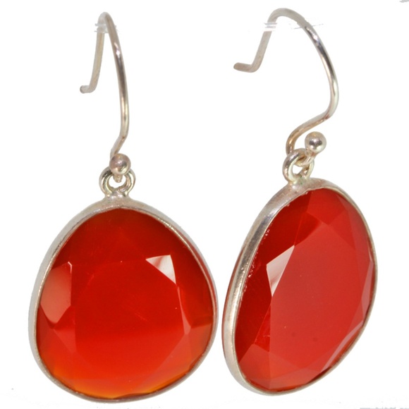 Carnelian Large Oval Earrings - Picture 2 of 2